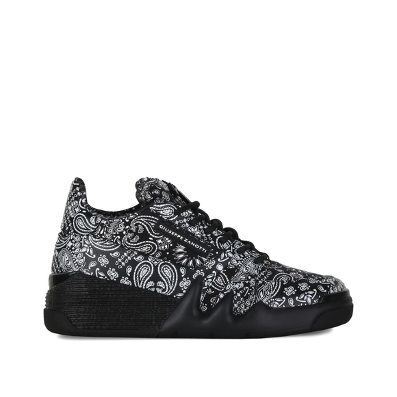 Giuseppe Zanotti Talon Seta April Black White Bandana Men Sneakers 42.5 US 9.5 - Picture 1 of 15